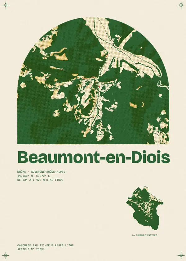 Affiche de Beaumont-en-Diois, calculée par 123-fr d'après l'IGN