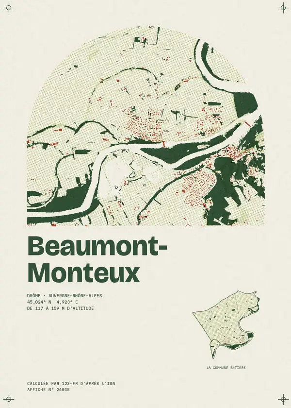 Affiche de Beaumont-Monteux, calculée par 123-fr d'après l'IGN