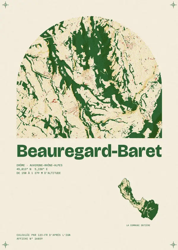 Affiche de Beauregard-Baret, calculée par 123-fr d'après l'IGN
