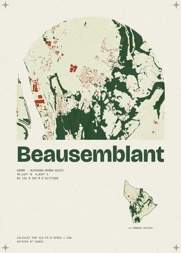 Affiche de Beausemblant, calculée par 123-fr d'après l'IGN