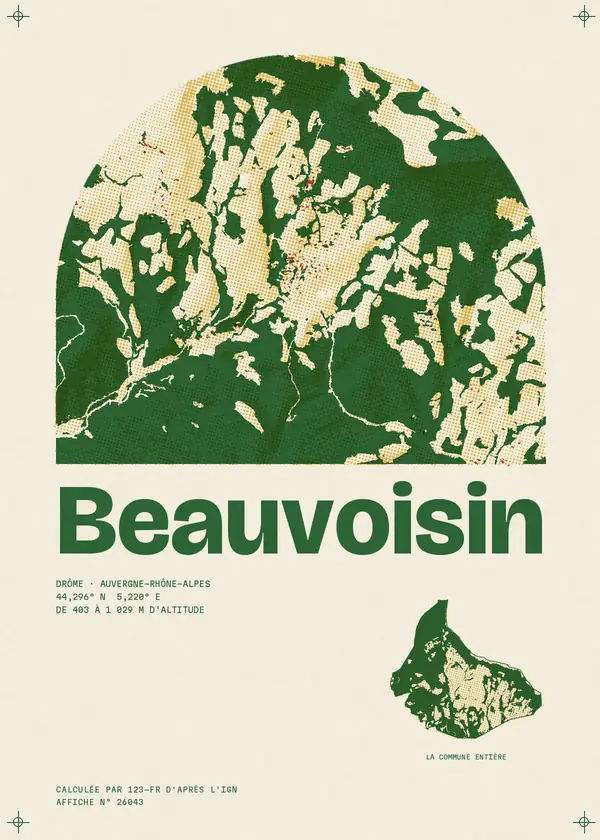 Affiche de Beauvoisin, calculée par 123-fr d'après l'IGN