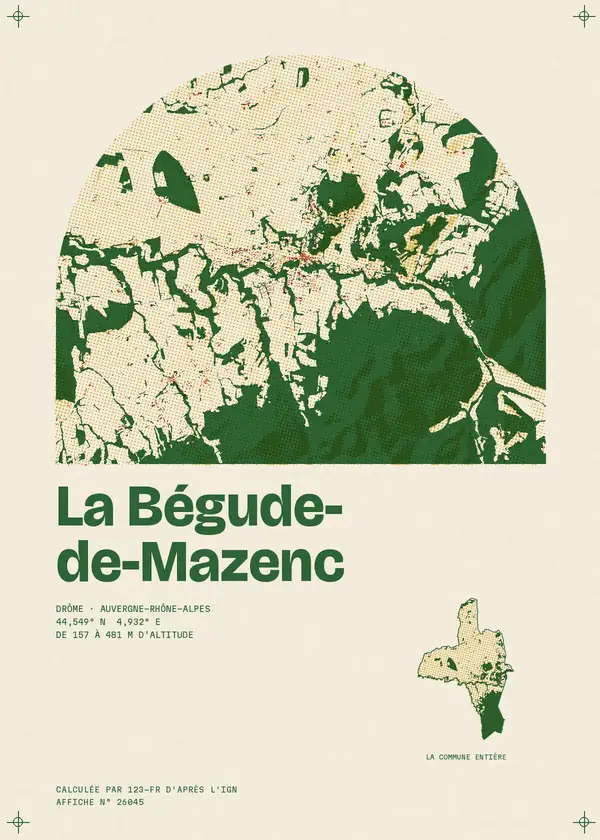 Affiche de La Bégude-de-Mazenc, calculée par 123-fr d'après l'IGN