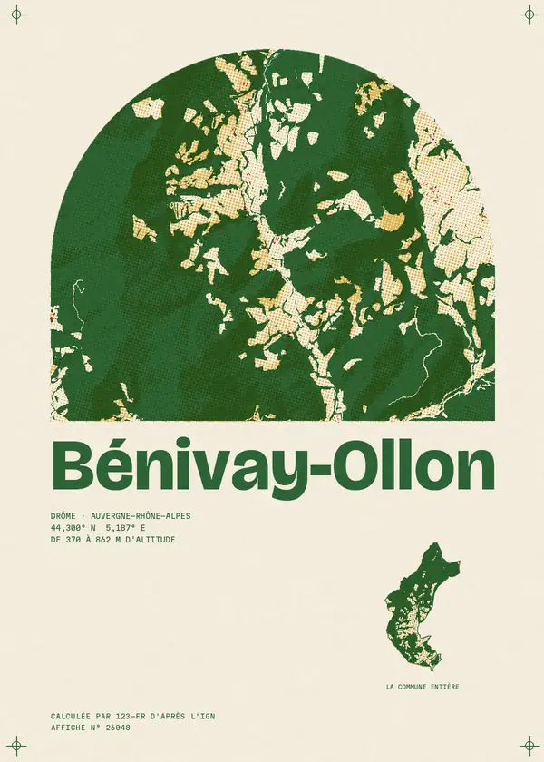 Affiche de Bénivay-Ollon, calculée par 123-fr d'après l'IGN