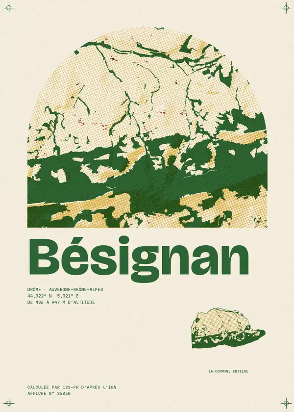 Affiche de Bésignan, calculée par 123-fr d'après l'IGN