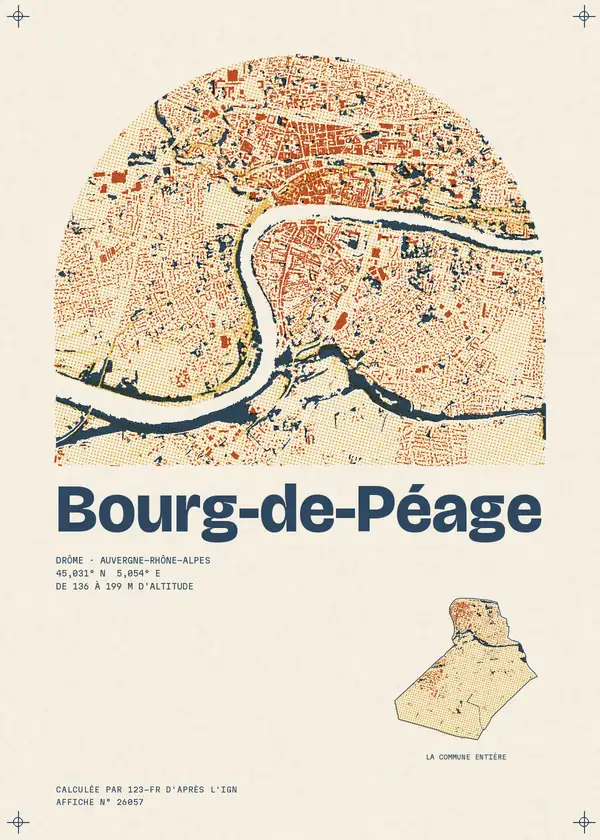 Affiche de Bourg-de-Péage, calculée par 123-fr d'après l'IGN