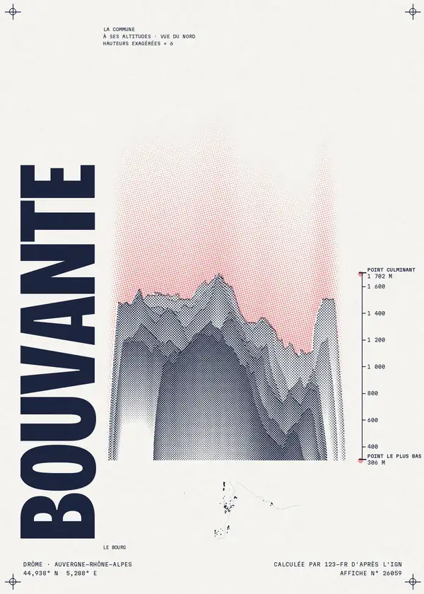 Affiche de Bouvante, calculée par 123-fr d'après l'IGN