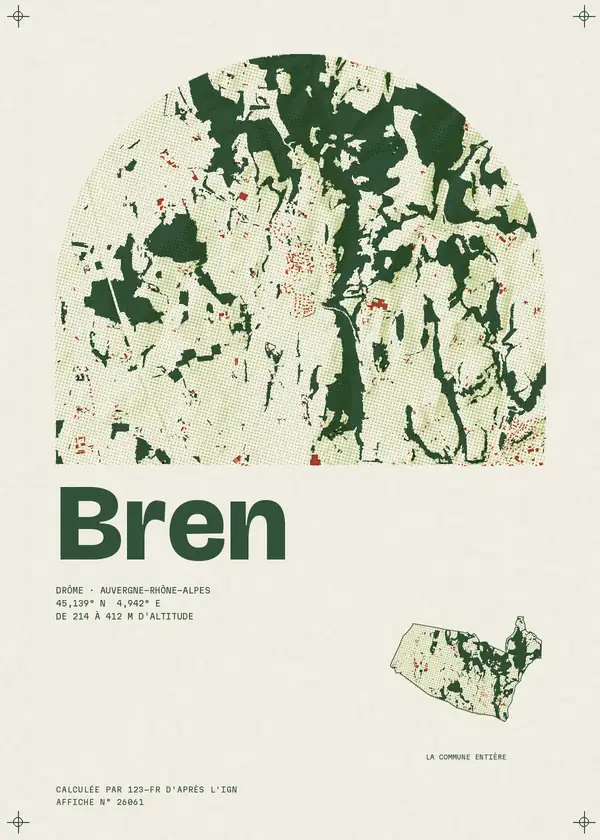 Affiche de Bren, calculée par 123-fr d'après l'IGN