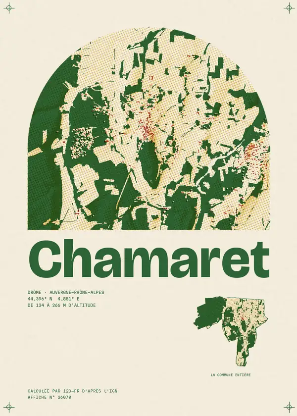 Affiche de Chamaret, calculée par 123-fr d'après l'IGN