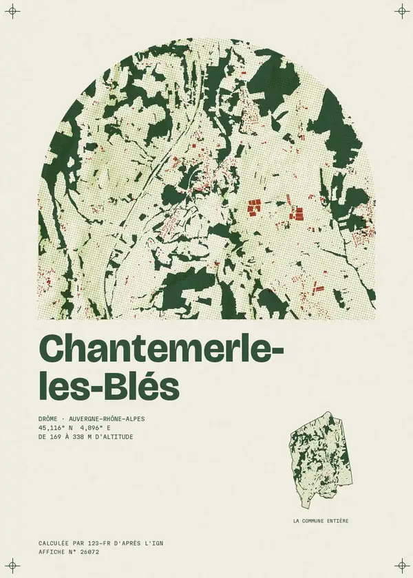 Affiche de Chantemerle-les-Blés, calculée par 123-fr d'après l'IGN