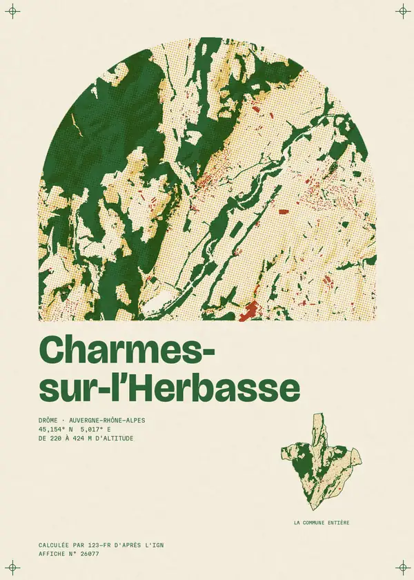 Affiche de Charmes-sur-l'Herbasse, calculée par 123-fr d'après l'IGN