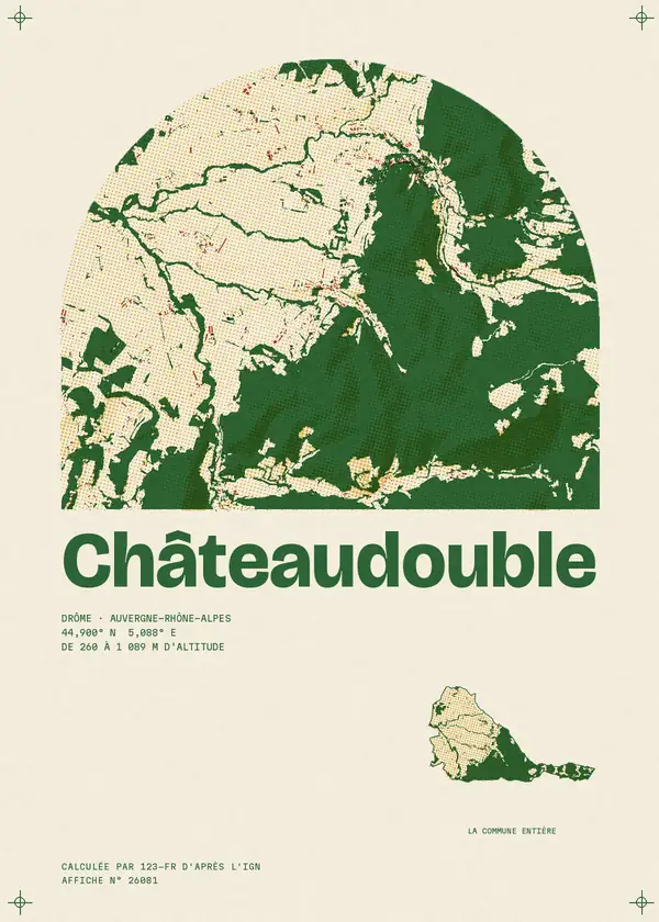 Affiche de Châteaudouble, calculée par 123-fr d'après l'IGN