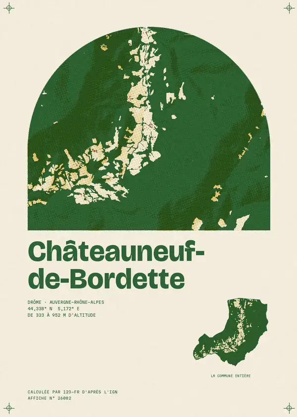Affiche de Châteauneuf-de-Bordette, calculée par 123-fr d'après l'IGN