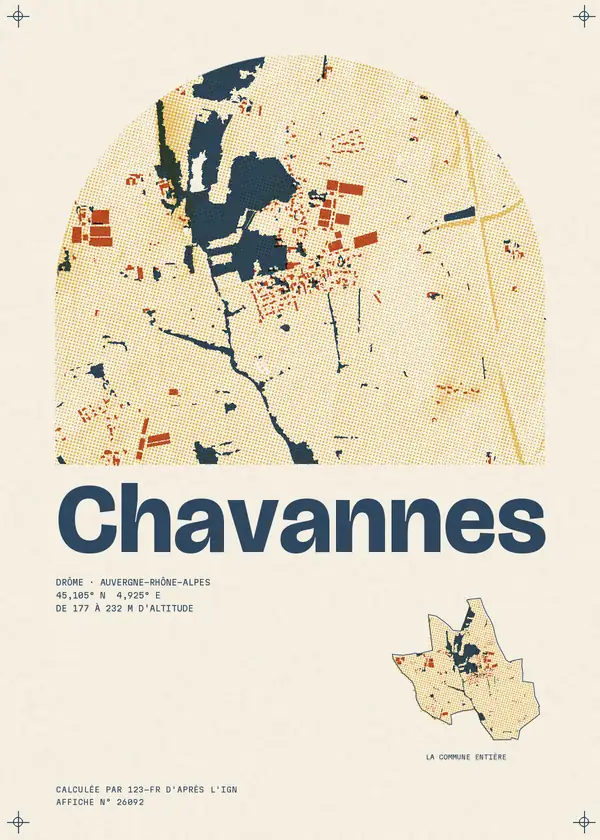 Affiche de Chavannes, calculée par 123-fr d'après l'IGN