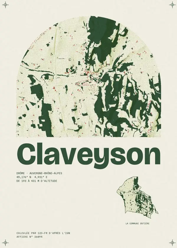 Affiche de Claveyson, calculée par 123-fr d'après l'IGN