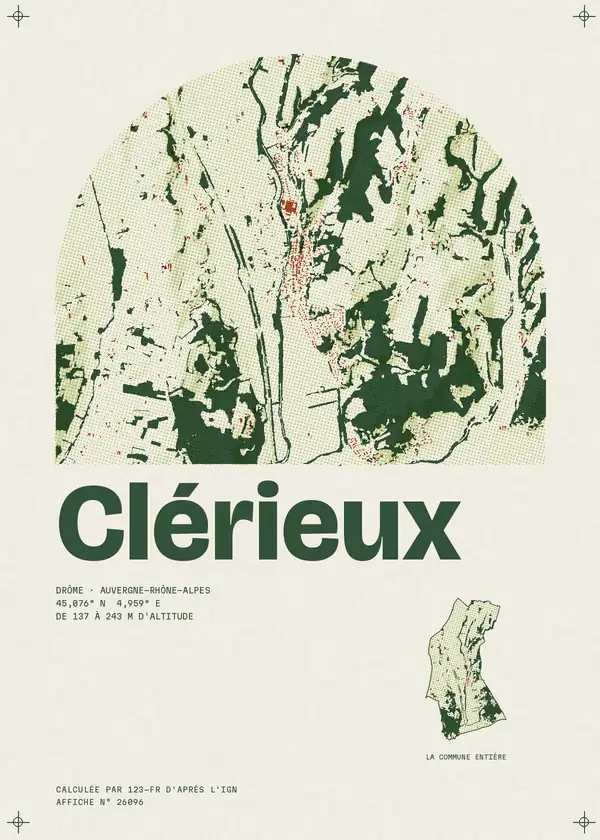 Affiche de Clérieux, calculée par 123-fr d'après l'IGN