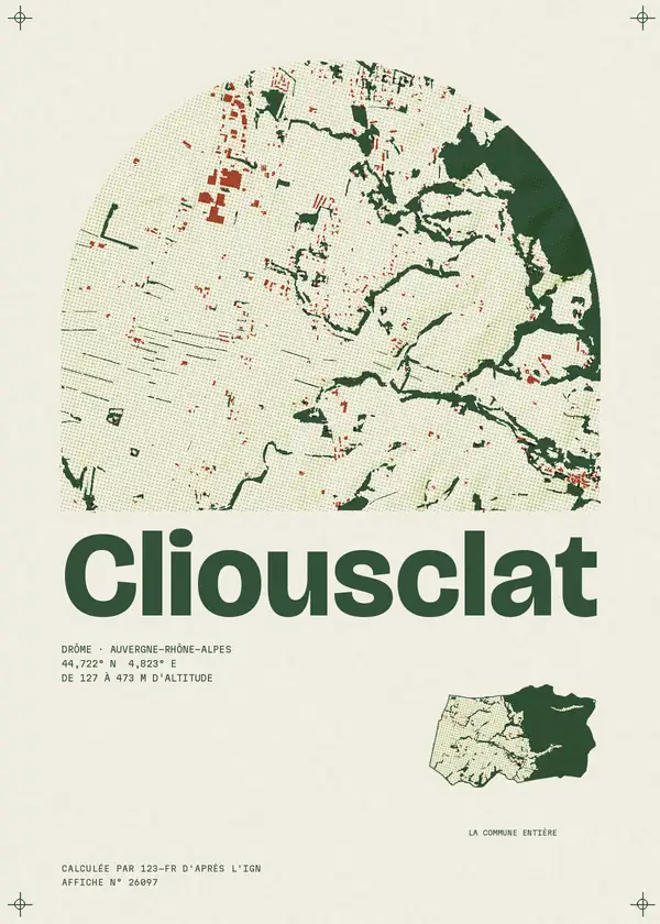 Affiche de Cliousclat, calculée par 123-fr d'après l'IGN
