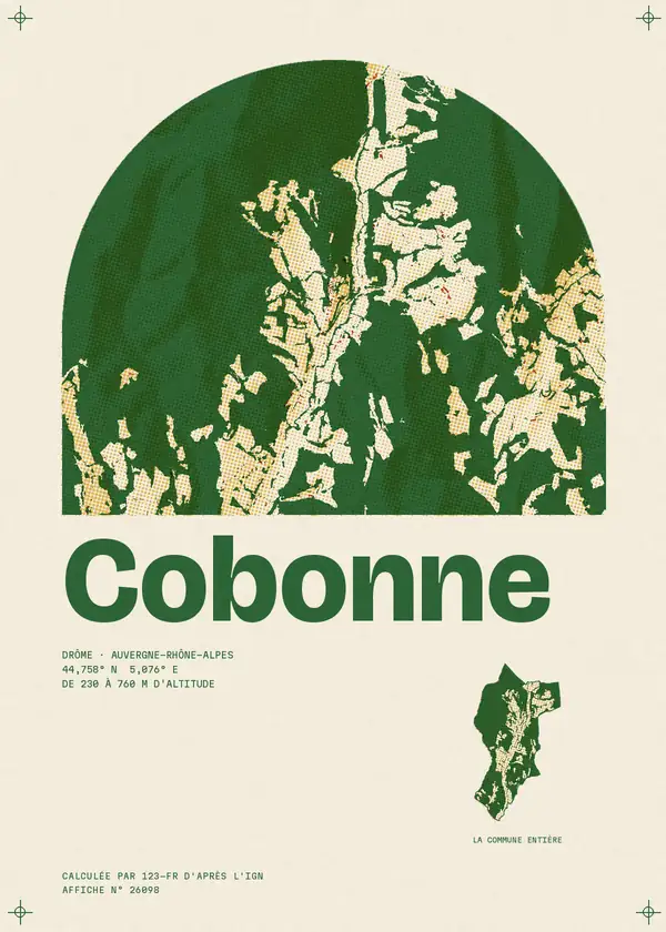 Affiche de Cobonne, calculée par 123-fr d'après l'IGN