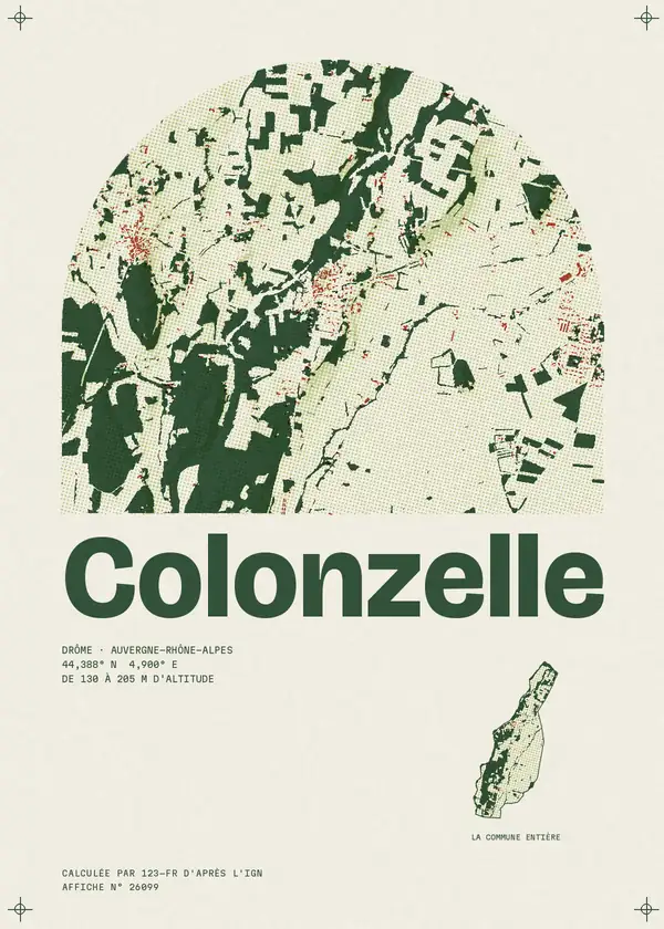 Affiche de Colonzelle, calculée par 123-fr d'après l'IGN