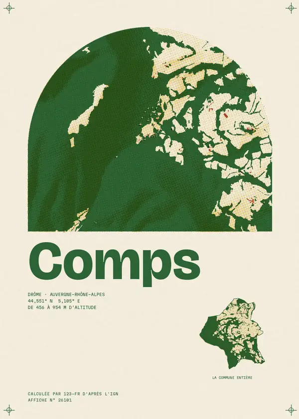 Affiche de Comps, calculée par 123-fr d'après l'IGN