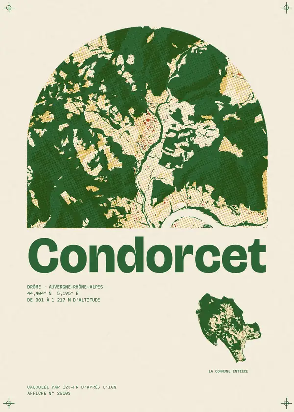 Affiche de Condorcet, calculée par 123-fr d'après l'IGN