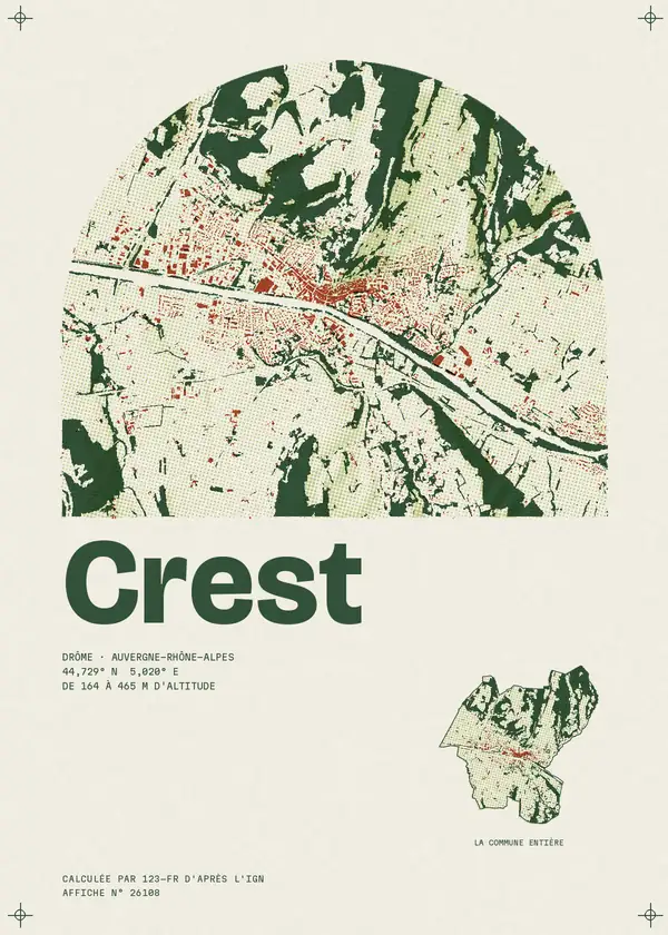 Affiche de Crest, calculée par 123-fr d'après l'IGN