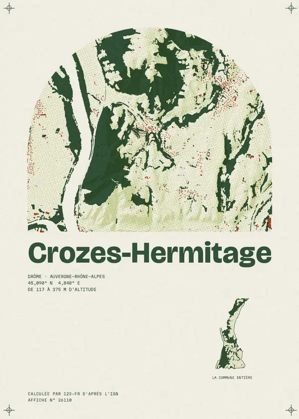 Affiche de Crozes-Hermitage, calculée par 123-fr d'après l'IGN