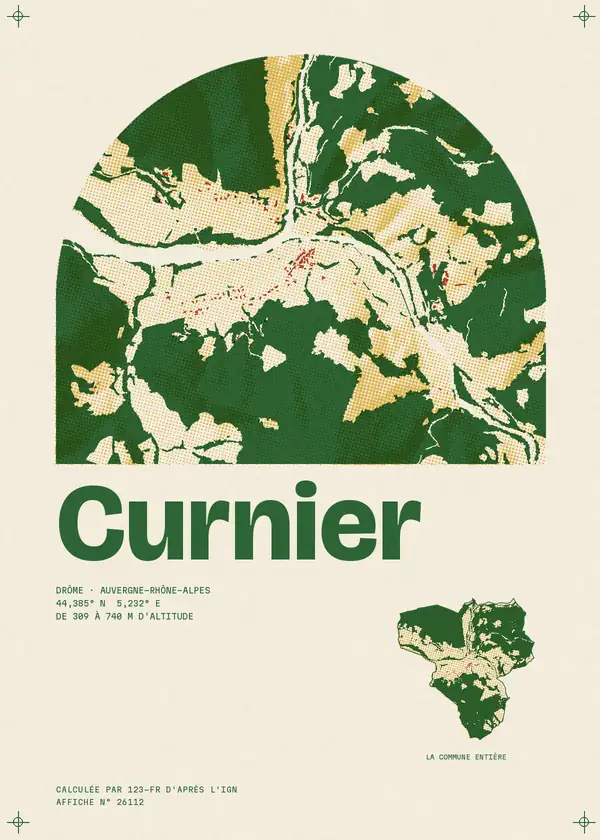 Affiche de Curnier, calculée par 123-fr d'après l'IGN