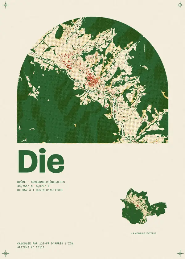 Affiche de Die, calculée par 123-fr d'après l'IGN