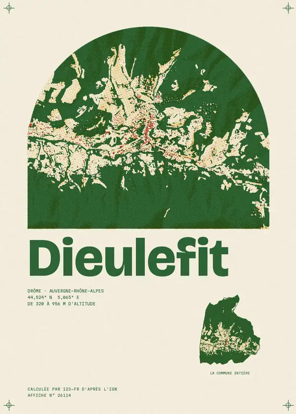 Affiche de Dieulefit, calculée par 123-fr d'après l'IGN
