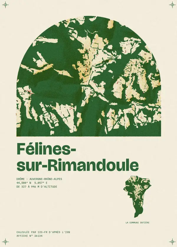 Affiche de Félines-sur-Rimandoule, calculée par 123-fr d'après l'IGN