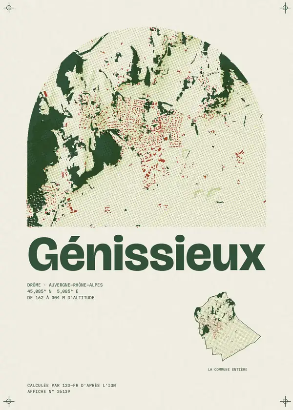 Affiche de Génissieux, calculée par 123-fr d'après l'IGN