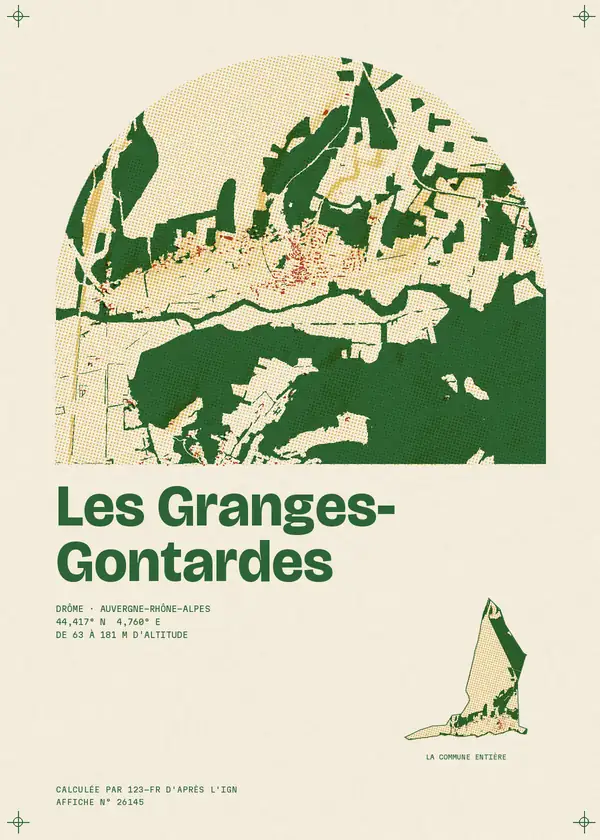 Affiche de Les Granges-Gontardes, calculée par 123-fr d'après l'IGN