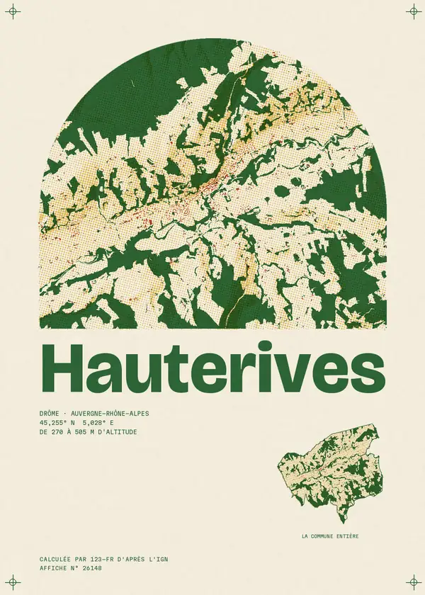Affiche de Hauterives, calculée par 123-fr d'après l'IGN