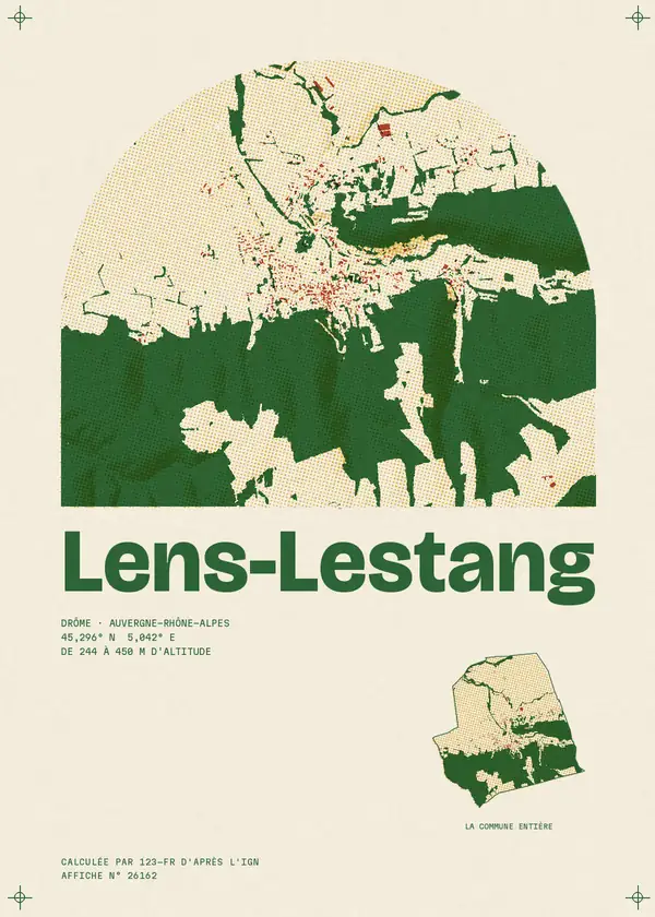 Affiche de Lens-Lestang, calculée par 123-fr d'après l'IGN