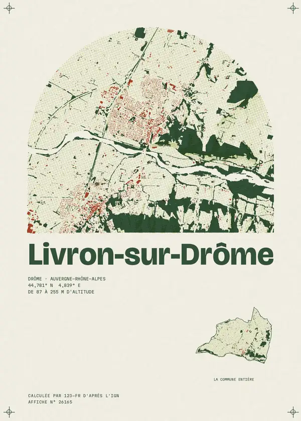 Affiche de Livron-sur-Drôme, calculée par 123-fr d'après l'IGN