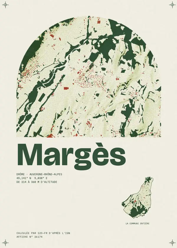 Affiche de Margès, calculée par 123-fr d'après l'IGN