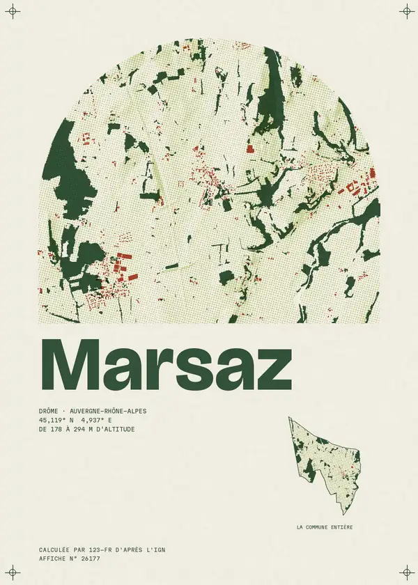 Affiche de Marsaz, calculée par 123-fr d'après l'IGN