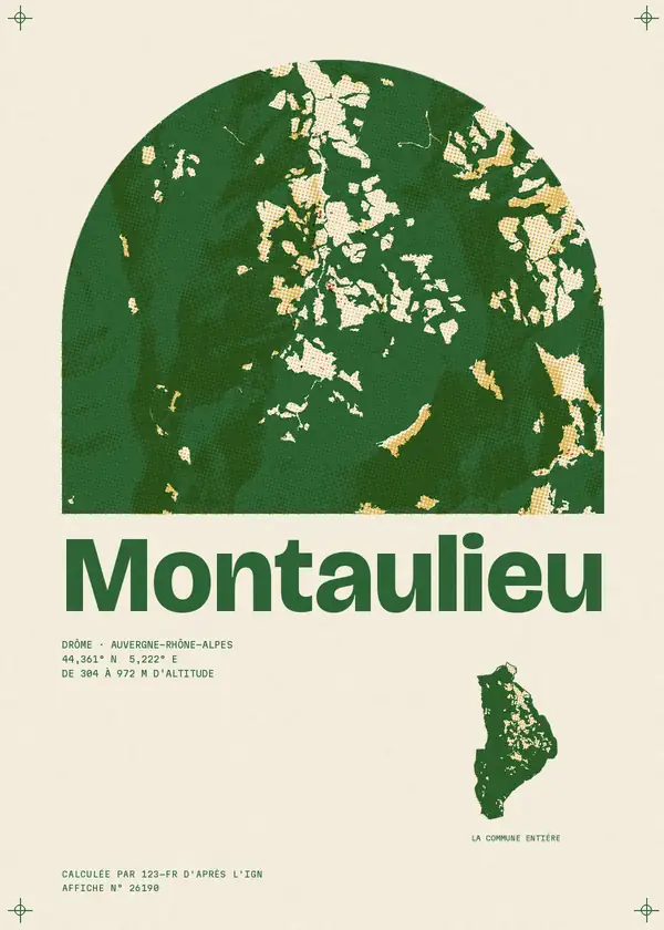 Affiche de Montaulieu, calculée par 123-fr d'après l'IGN