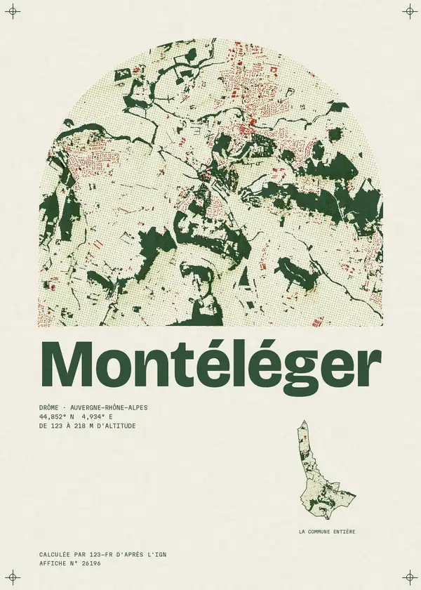 Affiche de Montéléger, calculée par 123-fr d'après l'IGN