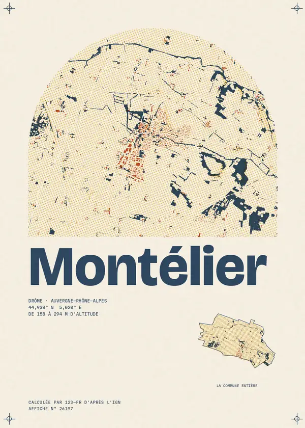 Affiche de Montélier, calculée par 123-fr d'après l'IGN