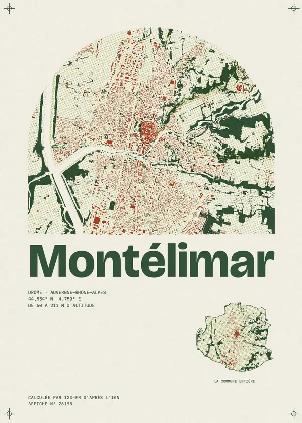 Affiche de Montélimar, calculée par 123-fr d'après l'IGN