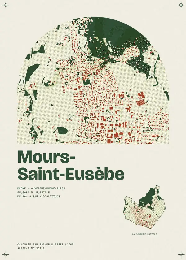 Affiche de Mours-Saint-Eusèbe, calculée par 123-fr d'après l'IGN