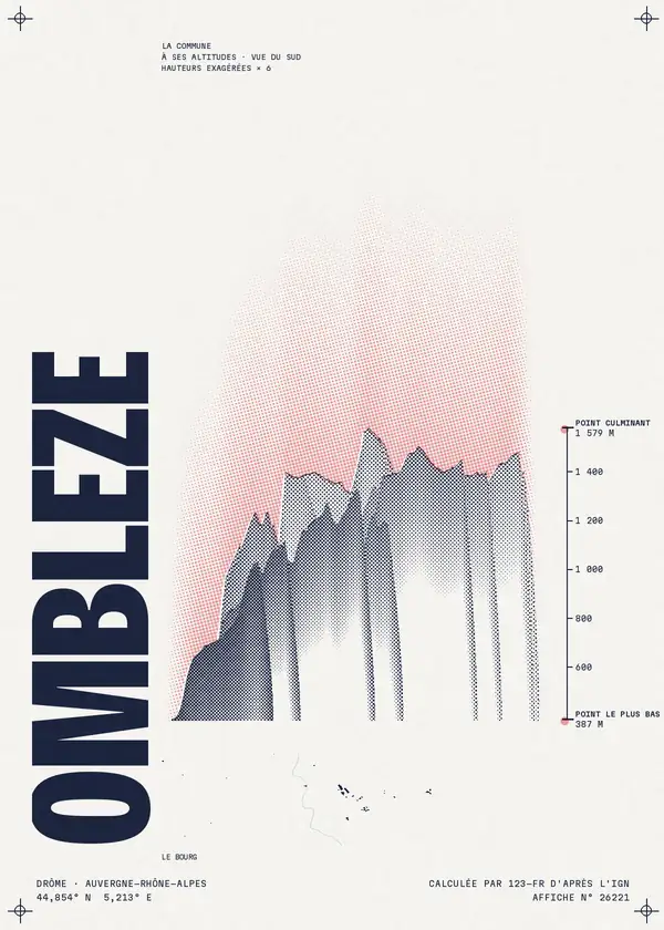 Affiche de Omblèze, calculée par 123-fr d'après l'IGN