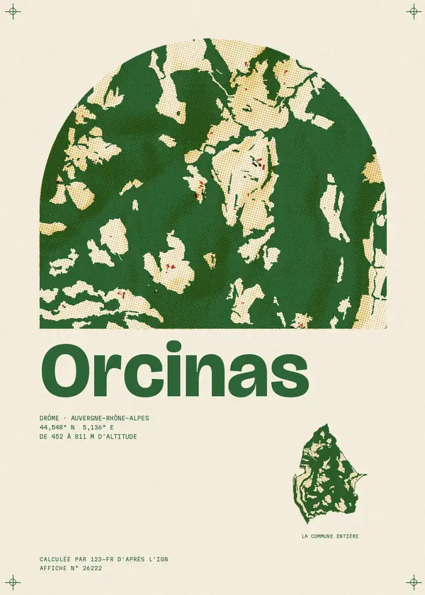 Affiche de Orcinas, calculée par 123-fr d'après l'IGN