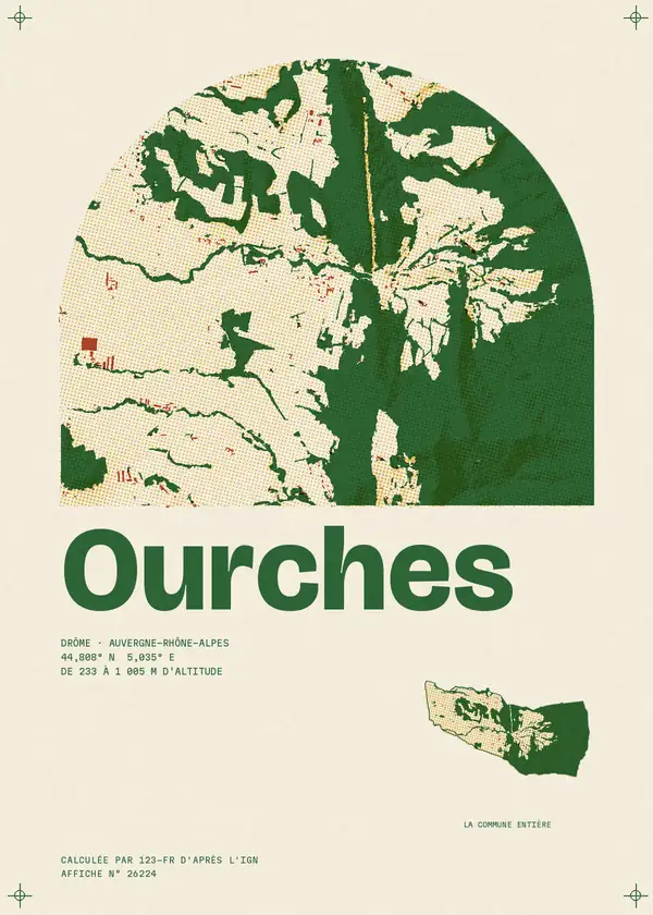 Affiche de Ourches, calculée par 123-fr d'après l'IGN