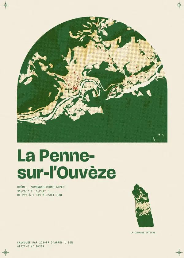 Affiche de La Penne-sur-l'Ouvèze, calculée par 123-fr d'après l'IGN