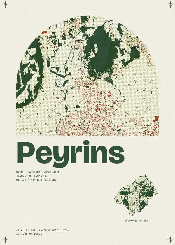Affiche de Peyrins, calculée par 123-fr d'après l'IGN