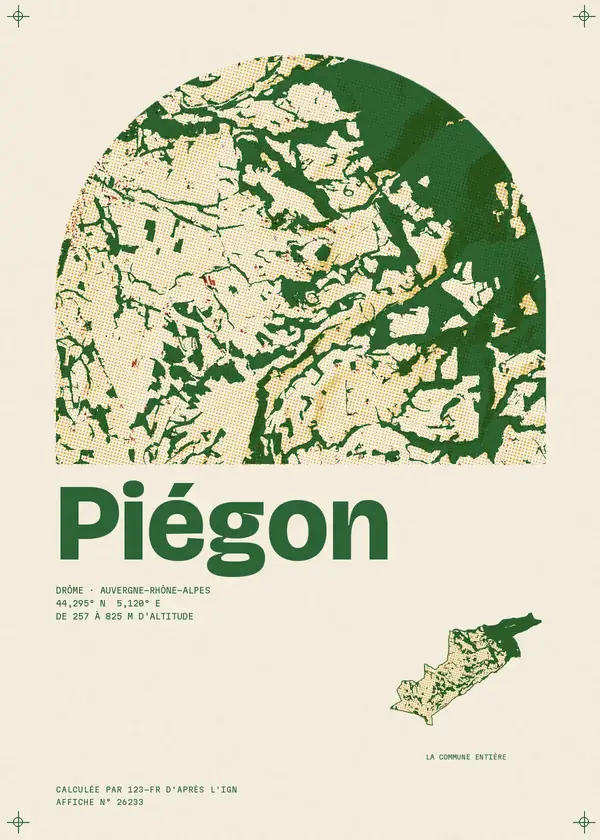 Affiche de Piégon, calculée par 123-fr d'après l'IGN