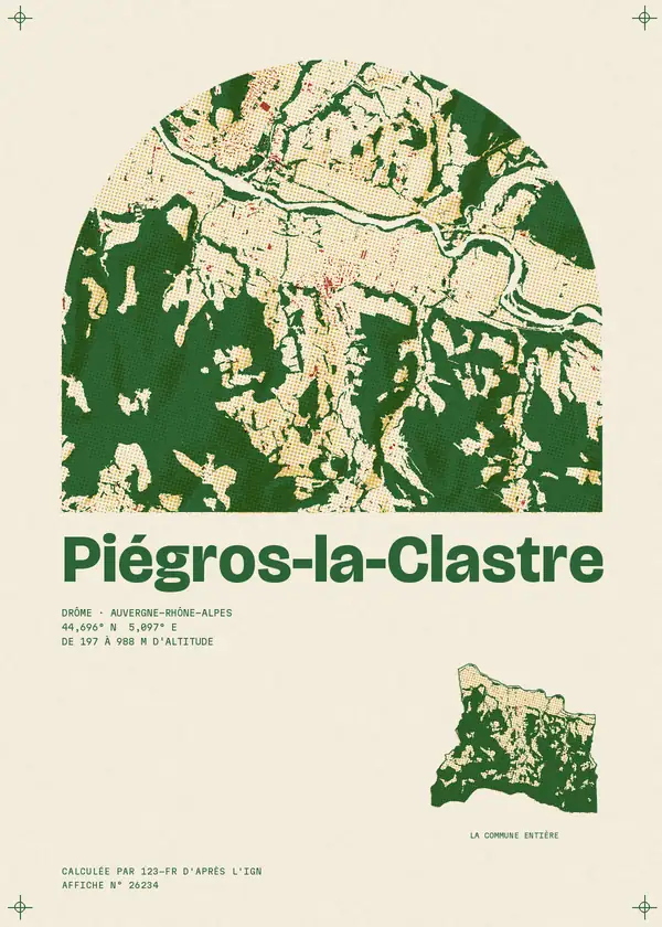 Affiche de Piégros-la-Clastre, calculée par 123-fr d'après l'IGN