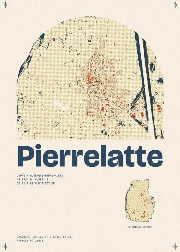 Affiche de Pierrelatte, calculée par 123-fr d'après l'IGN